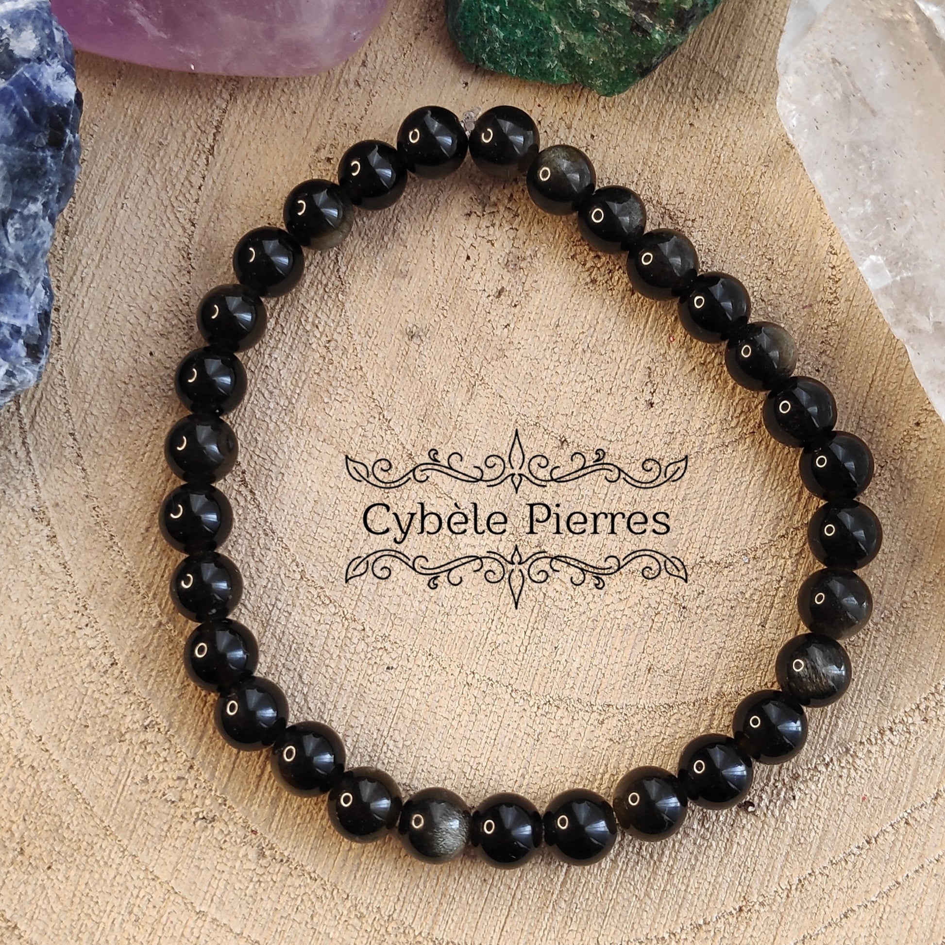 Bracelet Obsidienne Dorée (6mm) – 18 cm | Patience et Transformation - Cybele Pierres