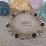 Bracelet Puissance et Force - Quartz rutile et Oeil de tigre (6 et 8mm) - 18cm - Cybele Pierres