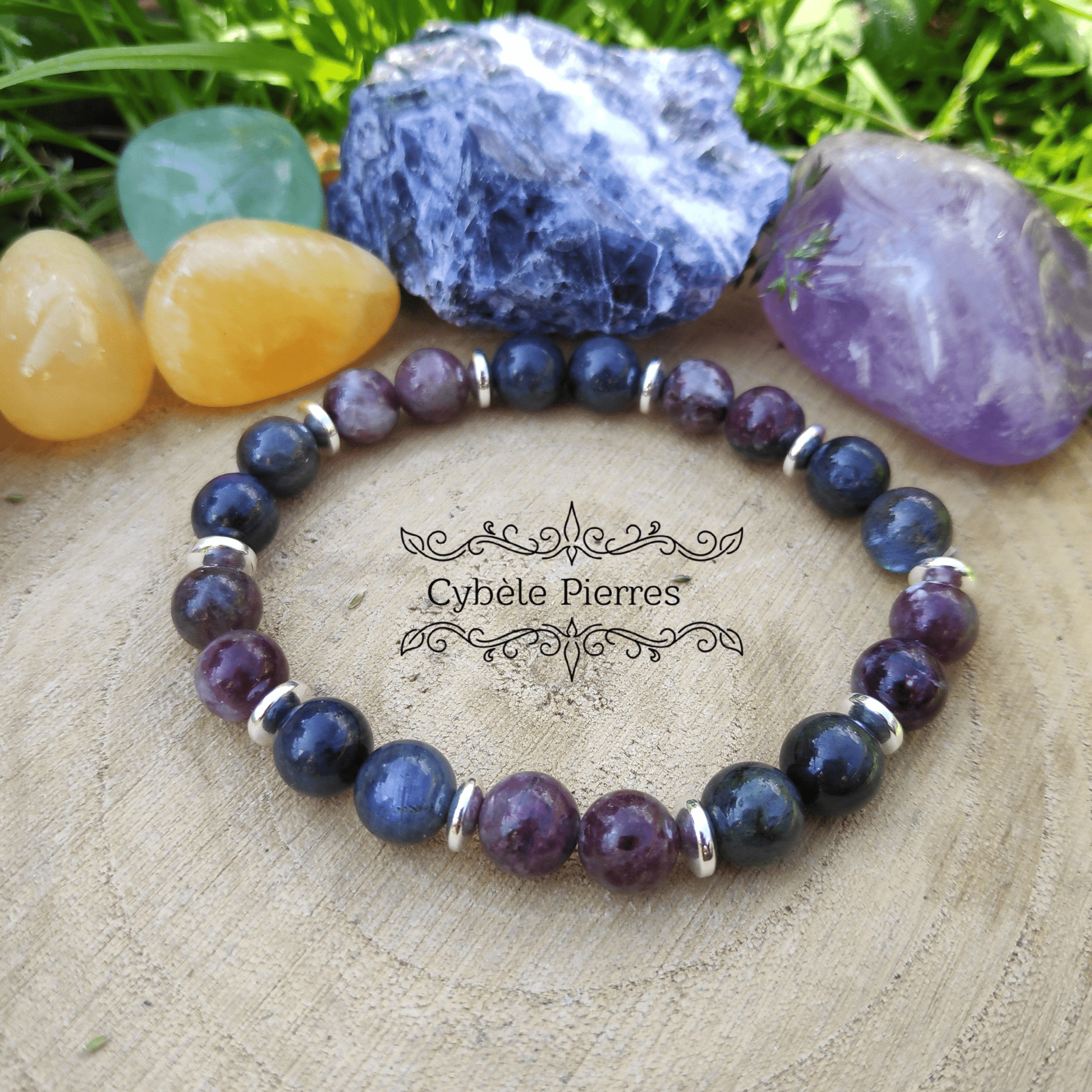 Bracelet Tourmaline Rose et Labradorite (8mm) - 18cm - Cybele Pierres