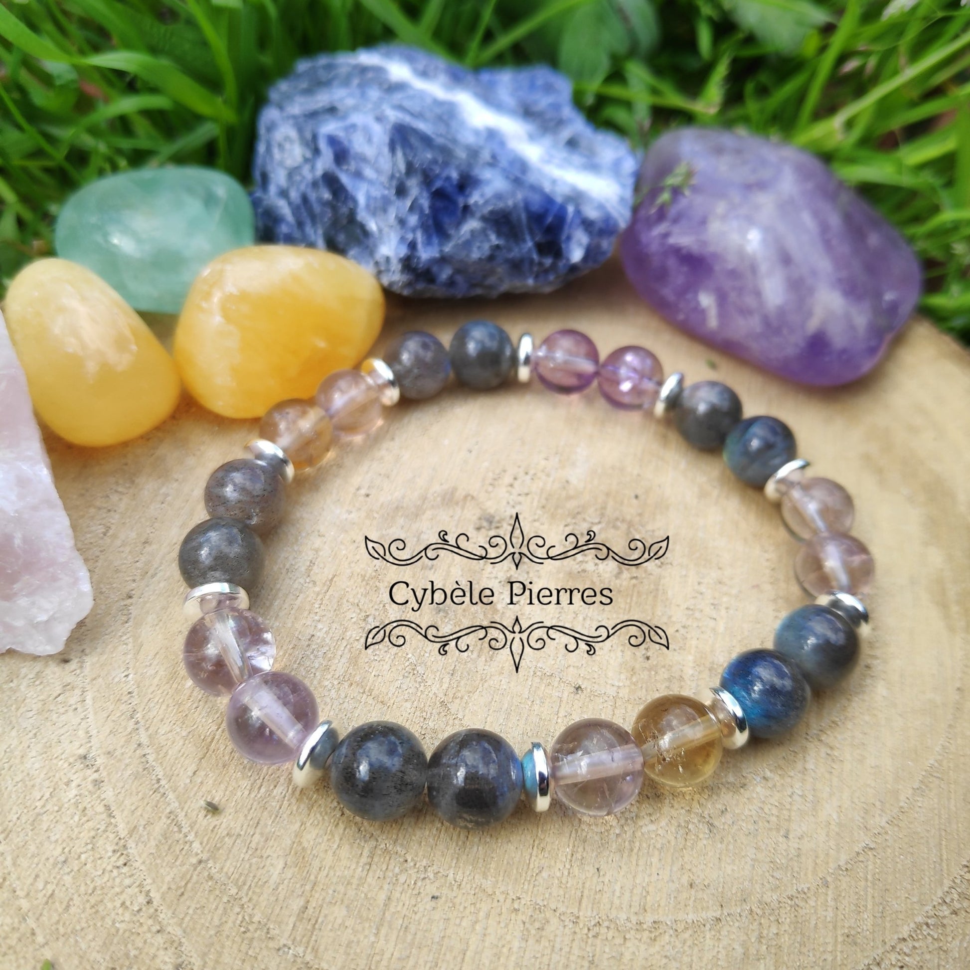 Bracelet Tranquillité - Labradorite et Amétrine (8mm) - 18cm - Cybele Pierres