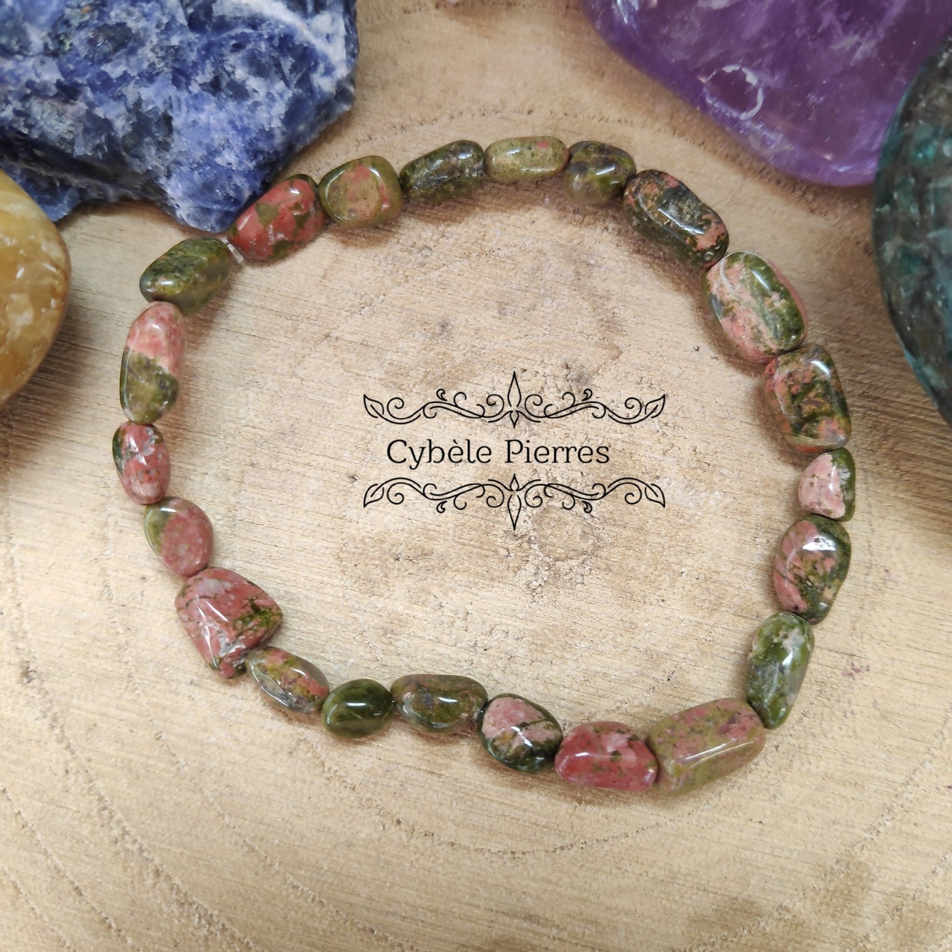 Bracelet Unakite - (8mm Irrégulière) - 18cm - Cybele Pierres