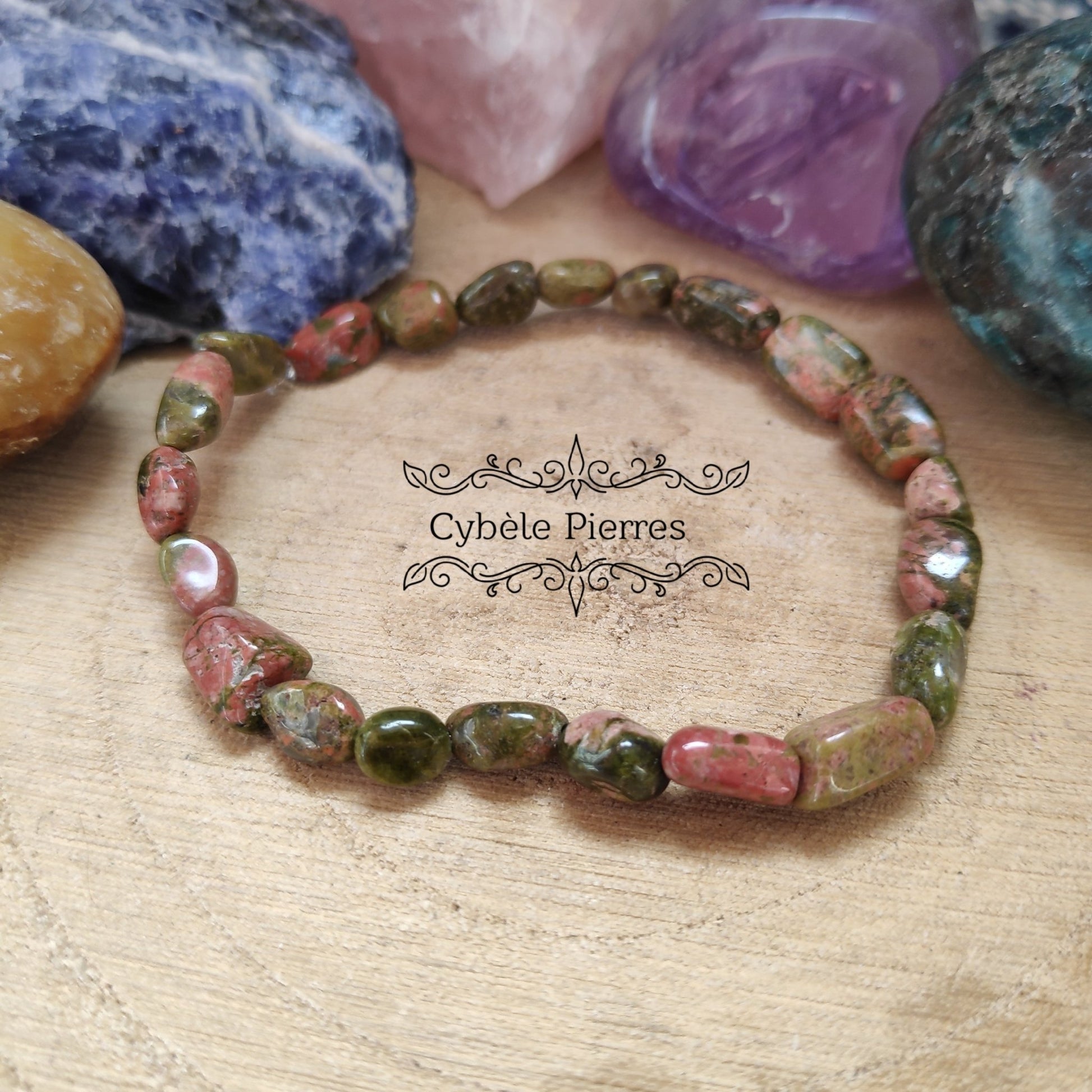 Bracelet Unakite - (8mm Irrégulière) - 18cm - Cybele Pierres