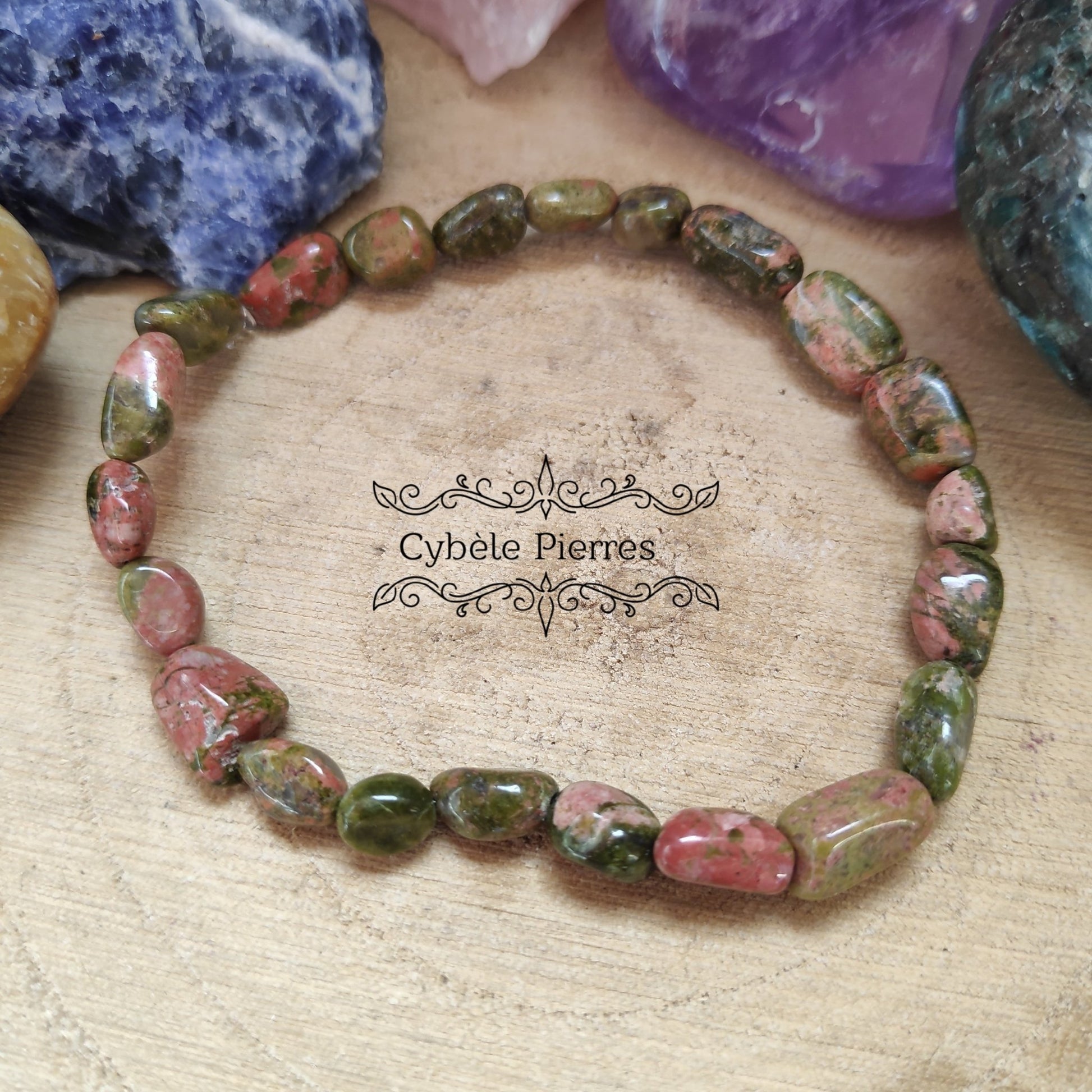 Bracelet Unakite - (8mm Irrégulière) - 18cm - Cybele Pierres