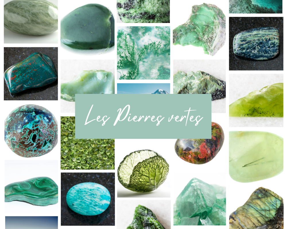 Pierres vertes naturelles – aventurine, malachite et jade