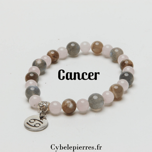1 - Bracelet Cancer - Labradorite, Quartz Rose et Pierre de Lune (6 et 8mm) - 18cm | Sensibilité et Protection - Cybele Pierres