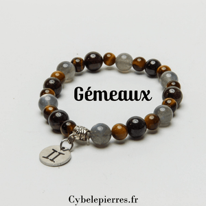 1 - Bracelet Gémeaux - Labradorite, Grenat et Œil de Tigre (6 et 8mm) | Énergie et Adaptabilité - Cybele Pierres