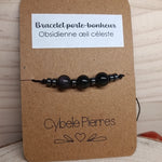 10 - Bracelet Porte - bonheur réglable cordon - Obsidienne Oeil Céleste - Cybele Pierres