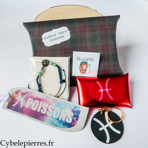 Coffret astrologique Poissons– bracelet en pierres naturelles & accessoires
