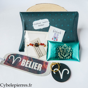 Coffret astrologique Bélier– bracelet en pierres naturelles & accessoires