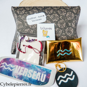 Coffret astrologique Verseau– bracelet en pierres naturelles & accessoires