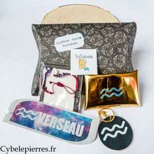 Coffret astrologique Verseau– bracelet en pierres naturelles & accessoires