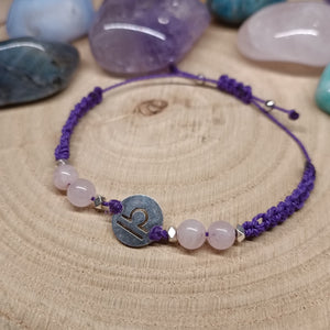 Bracelet Astrologie Balance Quartz Rose – Réglable, Breloque Argentée