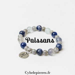 2 - Bracelet Poissons - Fluorite, Sodalite et Labradorite (6 et 8mm) | Intuition et Sérénité - Cybele Pierres