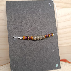22 - Bracelet Porte - bonheur réglable cordon - Pyrite, grenat et oeil de tigre - Cybele Pierres