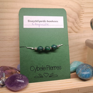 29 - Bracelet Porte - bonheur réglable cordon - Chrysocolle - Cybele Pierres