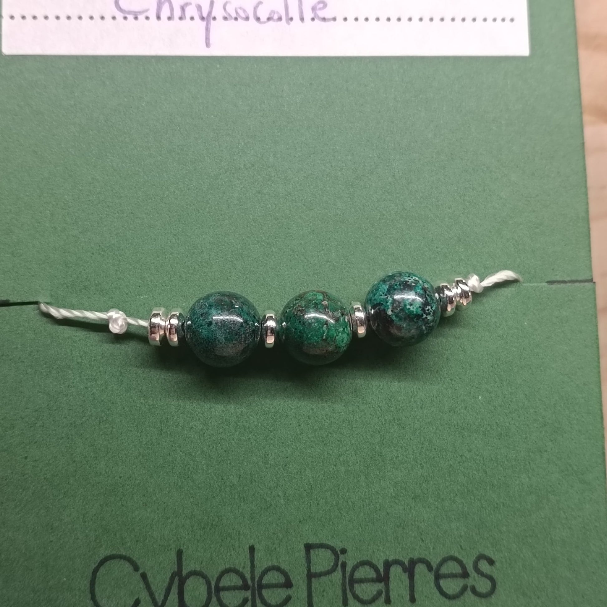 29 - Bracelet Porte - bonheur réglable cordon - Chrysocolle - Cybele Pierres
