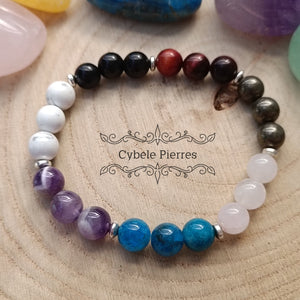 3 - Bracelet 7 Chakras (8mm) - 19cm | Harmonie et Alignement Énergétique - Cybele Pierres