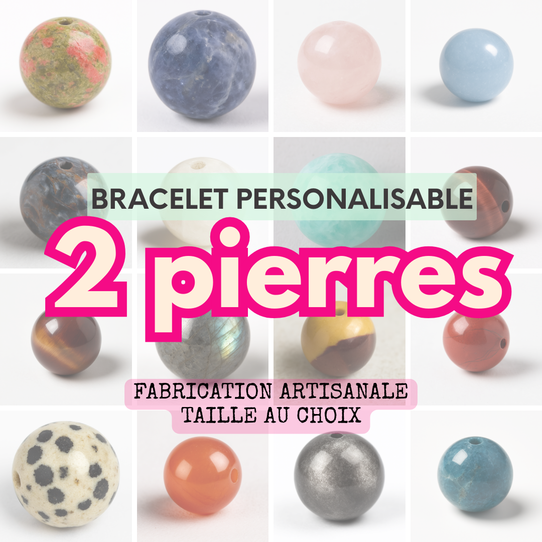 Bracelet sur mesure - 2 pierres | Taille au choix