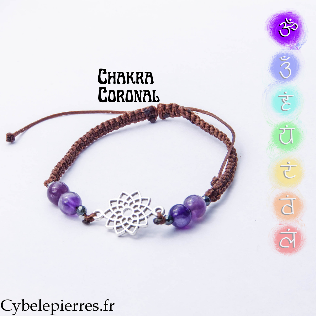 Pulsera de chakra coronario - Amatista (ajustable)