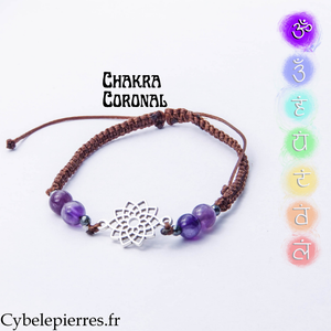 Pulsera de chakra coronario - Amatista (ajustable)