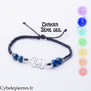 Bracelet Chakra 3eme Oeil - Lapis-lazuli (réglable)