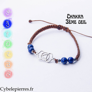 Bracelet Chakra 3eme Oeil - Lapis-lazuli (réglable)