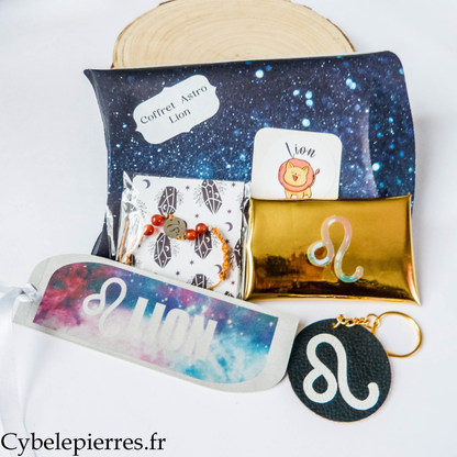 Coffret astrologique Lion – bracelet en pierres naturelles & accessoires