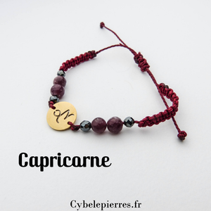 Bracelet Astrologie Capricorne Lépidolite – Réglable, Breloque dorée
