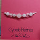 55 - Bracelet porte - Bonheur réglable cordon - Quartz Rose, Kunzite et Cristal de Roche (6 et 8mm) - Cybele Pierres