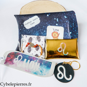 Coffret astrologique Lion – bracelet en pierres naturelles & accessoires