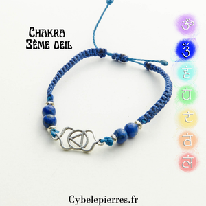 Bracelet Chakra 3eme Oeil - Lapis-lazuli (réglable)