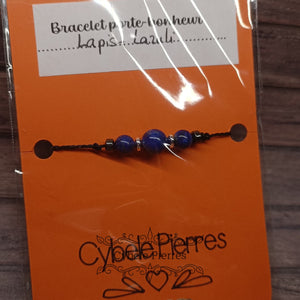 63 - Bracelet Porte - bonheur Lapis - lazuli (6 et 8mm) - Cybele Pierres
