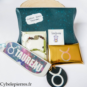 Coffret astrologique Taureau – bracelet en pierres naturelles & accessoires