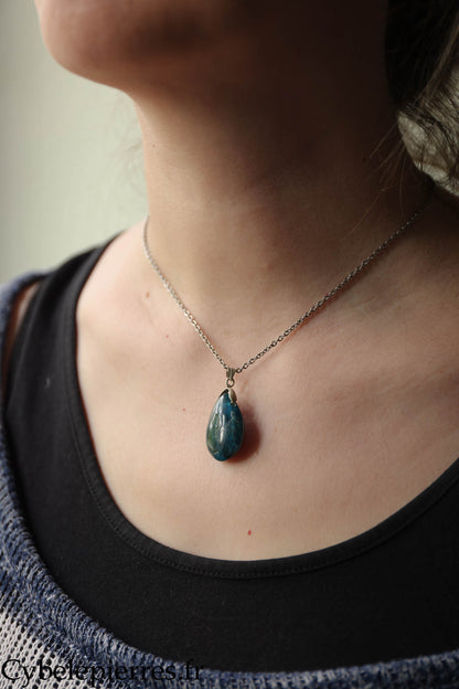 Pendentif Goutte - Apatite Bleue (30mm)