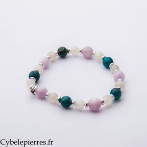 Bracelet Harmonie Intérieure – Pierre de Lune Blanche, Apatite et Kunzite (6 et 8 mm) – 18 cm | Sérénité, Expression et Douceur