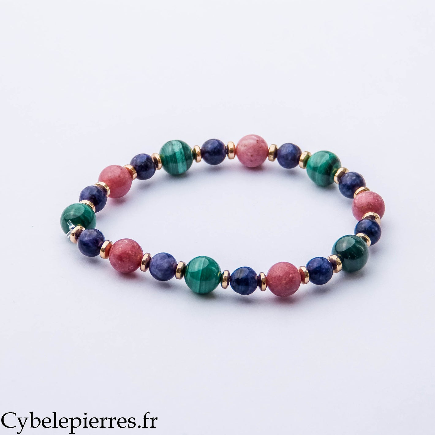 Bracelet Essence du Cœur – Thulite, Malachite et Charoïte (6 et 8 mm) – 18 cm | Équilibre, Douceur et Confiance