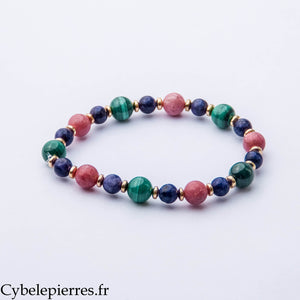 Bracelet Essence du Cœur – Thulite, Malachite et Charoïte (6 et 8 mm) – 18 cm | Équilibre, Douceur et Confiance