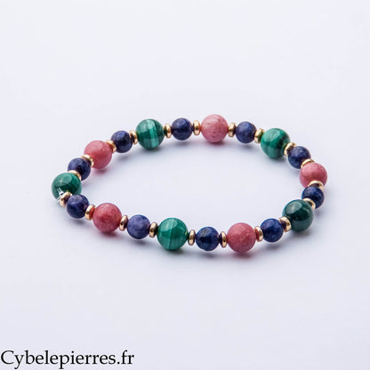 Bracelet Essence du Cœur – Thulite, Malachite et Charoïte (6 et 8 mm) – 18 cm | Équilibre, Douceur et Confiance