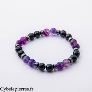 Bracelet Halloween – Fluorine Violette, Spinelle (8 mm) – 19 cm | Mystère, Clarté et Protection