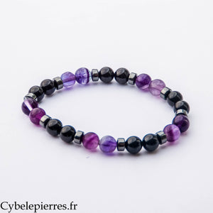 Bracelet Halloween – Fluorine Violette, Spinelle (8 mm) – 19 cm | Mystère, Clarté et Protection