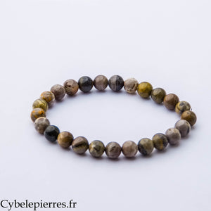 Bracelet Flamme Solaire – Jaspe Bumblebee (8 mm) – 18 cm | Confiance, Énergie et Transformation