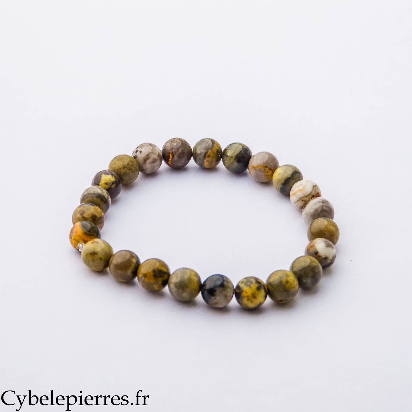 Bracelet Flamme Solaire – Jaspe Bumblebee (8 mm) – 18 cm | Confiance, Énergie et Transformation
