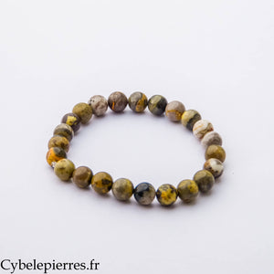 Bracelet Flamme Solaire – Jaspe Bumblebee (8 mm) – 18 cm | Confiance, Énergie et Transformation