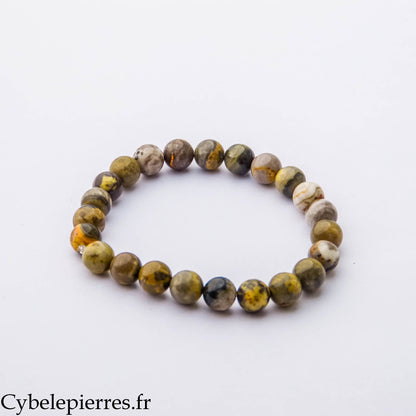 Bracelet Flamme Solaire – Jaspe Bumblebee (8 mm) – 18 cm | Confiance, Énergie et Transformation