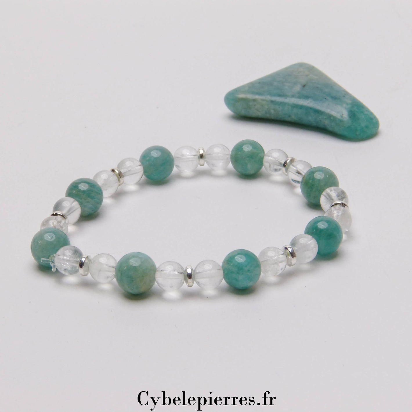 Bracelet Sérénité – Amazonite et Cristal de Roche (8mm et 6mm) – 18 cm | Harmonie et Clarté