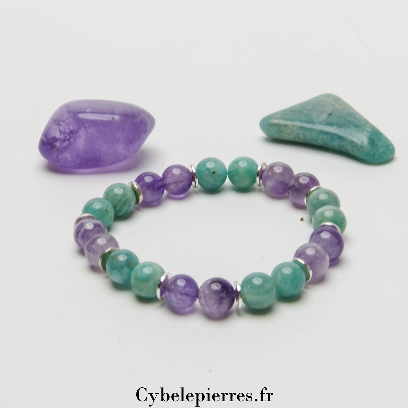 Bracelet Zen - Améthyste & Amazonite (8mm) – 18 cm | Apaisement et Harmonie