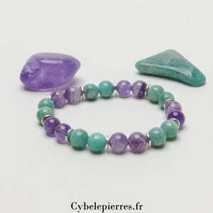 Bracelet Zen - Améthyste & Amazonite (8mm) – 18 cm | Apaisement et Harmonie