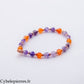 Bracelet Mystère – Cornaline et Améthyste (6 mm) – 18 cm | Créativité, Intuition et Harmonie