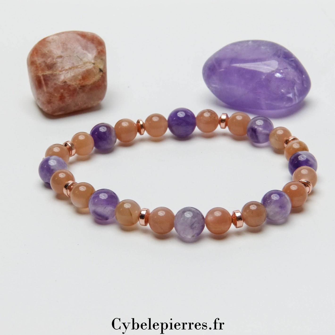 Bracelet Été Indien – Pierre de Soleil et Améthyste (6 et 8mm) | Vitalité et Protection