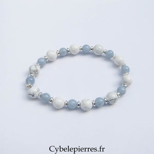 Bracelet Confidence – Angélite & Howlite (6 mm & 8 mm) - 18 cm | Apaisement et Expression